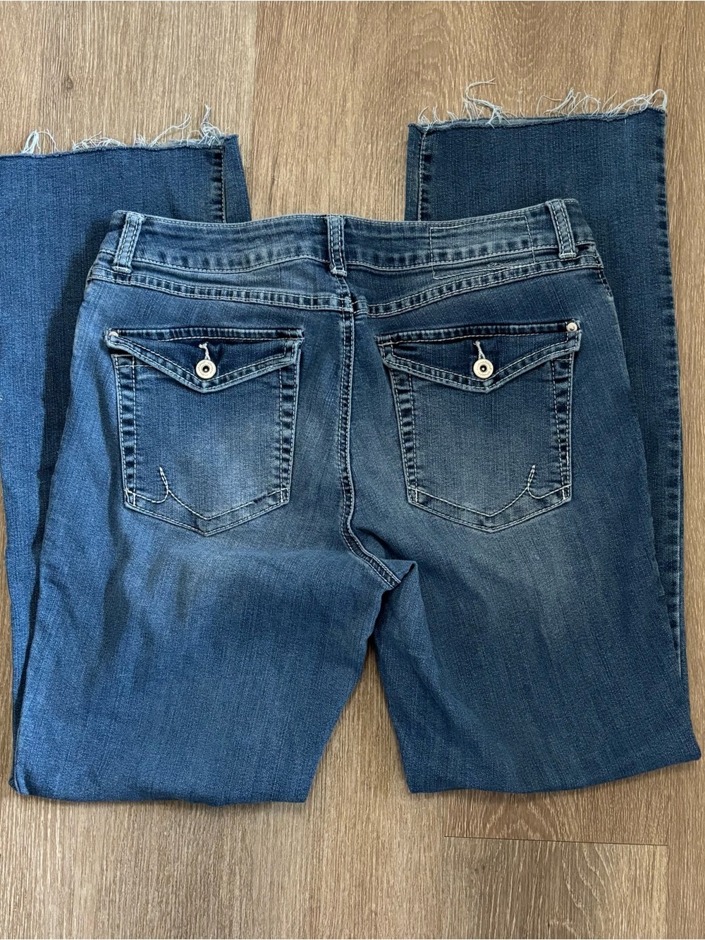 INC International Concepts Dark Blue Bootcut Jeans with Raw Hem